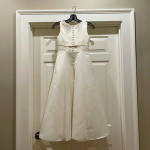 David’s bridal flower girl long satin dress